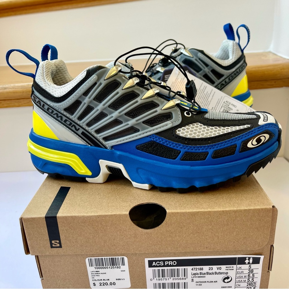 NWT Salomon ACS Pro Unisex Hiking Sport style Shoes in Lapis Blue / Buttercup - Picture 3 of 16